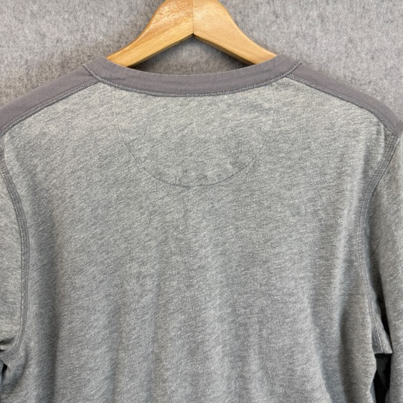 LL Bean Signature Gray Long‎ Sleeve Henley Shirt Slim Fit Casual Mens Large - Picture 6 of 12